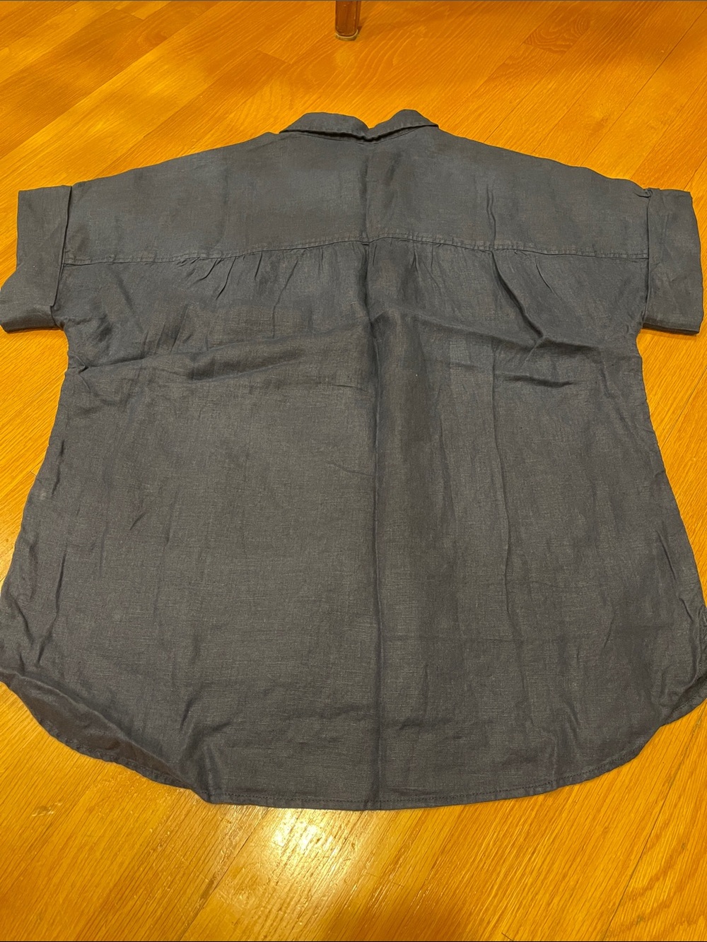 J. Crew Navy Short-Sleeve Button-Front Linen Shirt - Picture 6 of 7